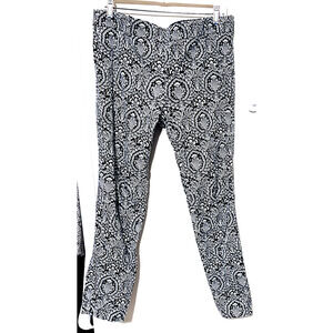J. Crew Women's Winnie Pants Size 10 Stretch Pull on navy cream print